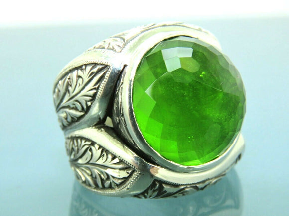 Turkish Handmade Jewelry 925 Sterling Silver Quartz Stone Engraved Mens Rings