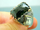Turkish Handmade Jewelry 925 Sterling Silver Emerald Stone Mens Rings