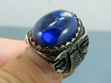 Turkish Handmade Jewelry 925 Sterling Silver Sapphire Stone Mens Rings