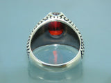 Turkish Handmade Jewelry 925 Sterling Silver Garnet Stone Mens Rings