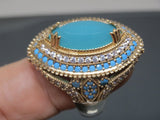 Turkish Handmade Jewelry 925 Sterling Silver Chalcedony Stone Ladies' Ring Sz 9