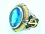 Turkish Handmade Jewelry 925 Sterling Silver Aquamarine Stone Mens Rings