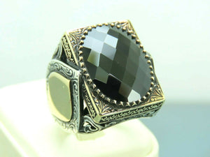 Turkish Handmade Jewelry 925 Sterling Silver Onyx Stone Mens Rings