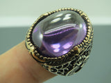 Turkish Handmade Jewelry 925 Sterling Silver Amethyst Stone Men's Rings