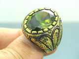 Turkish Handmade Jewelry 925 Sterling Silver Peridot Stone Men's Rings