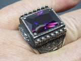 Turkish Handmade Jewelry 925 Sterling Silver Amethyst Stone Men's Rings