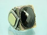 Turkish Handmade Jewelry 925 Sterling Silver Onyx Stone Mens Rings