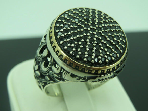 Turkish Handmade Jewelry 925 Sterling Silver Onyx Stone Mens Rings