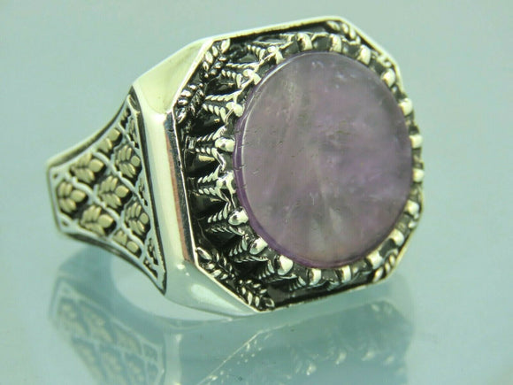 Turkish Handmade Jewelry 925 Sterling Silver Amethyst Stone Men's Rings