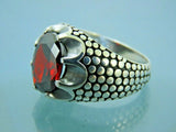 Turkish Handmade Jewelry 925 Sterling Silver Garnet Stone Mens Rings