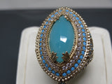Turkish Handmade Jewelry 925 Sterling Silver Chalcedony Stone Ladies' Ring Sz 9