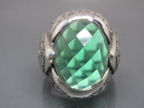 Turkish Handmade Jewelry 925 Sterling Silver Emerald Stone Mens Rings