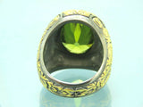 Turkish Handmade Jewelry 925 Sterling Silver Peridot Stone Men's Rings