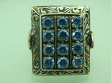 Turkish Handmade Jewelry 925 Sterling Silver Aquamarine Stone Mens Rings