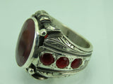 Turkish Handmade Jewelry 925 Sterling Silver Ruby Stone Mens Rings