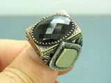 Turkish Handmade Jewelry 925 Sterling Silver Onyx Stone Mens Rings