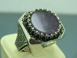 Turkish Handmade Jewelry 925 Sterling Silver Amethyst Stone Men's Rings