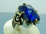 Turkish Handmade Jewelry 925 Sterling Silver Sapphire Stone Mens Rings