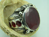 Turkish Handmade Jewelry 925 Sterling Silver Ruby Stone Mens Rings