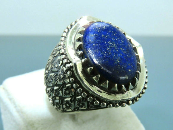 Turkish Handmade Jewelry 925 Sterling Silver Sodalite Stone Men's Rings