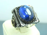 Turkish Handmade Jewelry 925 Sterling Silver Sapphire Stone Mens Rings