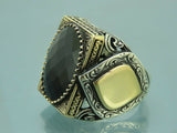 Turkish Handmade Jewelry 925 Sterling Silver Onyx Stone Mens Rings