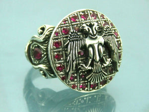 Turkish Handmade Jewelry 925 Sterling Silver Ruby Stone Mens Rings
