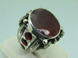 Turkish Handmade Jewelry 925 Sterling Silver Ruby Stone Mens Rings