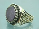 Turkish Handmade Jewelry 925 Sterling Silver Amethyst Stone Men's Rings
