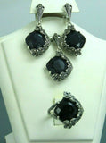 Turkish Handmade Jewelry 925 Sterling Silver Aventurine Stone Women's Earrings, Pendant & Ring Jewelry Set