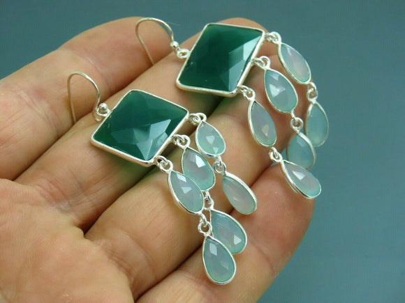 Turkish Handmade Jewelry 925 Sterling Silver Aquamarine Stone Women Earrings