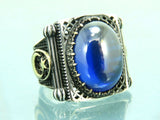 Turkish Handmade Jewelry 925 Sterling Silver Sapphire Stone Mens Rings