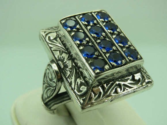 Turkish Handmade Jewelry 925 Sterling Silver Sapphire Stone Mens Rings