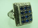 Turkish Handmade Jewelry 925 Sterling Silver Sapphire Stone Mens Rings