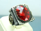 Turkish Handmade Jewelry 925 Sterling Silver Ruby Stone Mens Rings