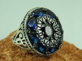 Turkish Handmade Jewelry 925 Sterling Silver Sapphire Stone Mens Rings