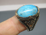 Turkish Handmade Jewelry 925 Sterling Silver Turquoise Stone Mens Rings