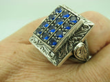 Turkish Handmade Jewelry 925 Sterling Silver Sapphire Stone Mens Rings