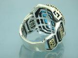 Turkish Handmade Jewelry 925 Sterling Silver Aquamarine Stone Mens Rings