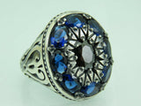 Turkish Handmade Jewelry 925 Sterling Silver Sapphire Stone Mens Rings