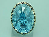 Turkish Handmade Jewelry 925 Sterling Silver Aquamarine Stone Mens Rings