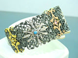 Turkish Handmade Jewelry 925 Sterling Silver Aquamarine Stone Womens Bangle