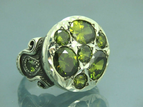 Turkish Handmade Jewelry 925 Sterling Silver Peridot Stone Men's Rings