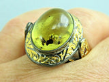 Turkish Handmade Jewelry 925 Sterling Silver Amber Stone Engraved Mens Rings