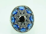 Turkish Handmade Jewelry 925 Sterling Silver Sapphire Stone Mens Rings