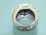 Turkish Handmade Jewelry 925 Sterling Silver Amethyst Stone Engraved Mens Rings