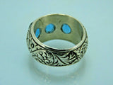 Turkish Handmade Jewelry 925 Sterling Silver Aquamarine Stone Mens Rings