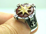 Turkish Handmade Jewelry 925 Sterling Silver Agate Stone Marine Design Mens Rings