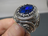 Turkish Handmade Jewelry 925 Sterling Silver Sapphire Stone Mens Rings