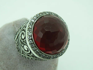 Turkish Handmade Jewelry 925 Sterling Silver Ruby Stone Mens Rings